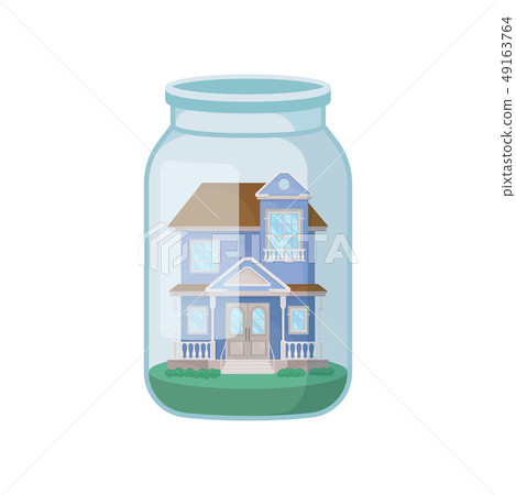 Decorative house in glass jar. Vector illustration. Decorative house in glass jar. Vector illustration. 49163764