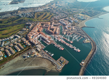 Aerial drone panorama Almerimar townscape Aerial drone panorama Almerimar townscape 49164080