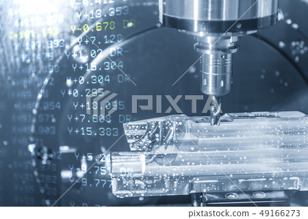 The abstract scene of  3-axis CNC machining centre 49166273