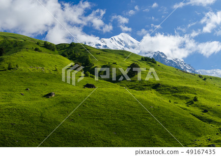 Summer landscape with a mountain top Tetnuldi Summer landscape with a mountain top Tetnuldi 49167435