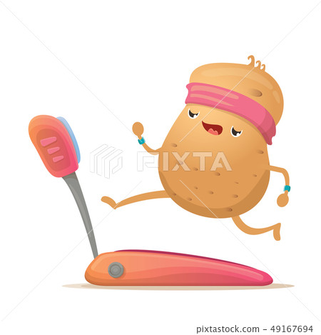 Cartoon funky potato character running or... - Stock Illustration ...