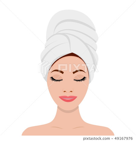 Woman with a towel on her head 49167976