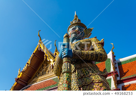 Blue Yak statue Wat Phra Kaew temple 49168253