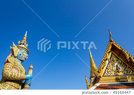 Blue Yak statue Wat Phra Kaew temple Blue Yak statue Wat Phra Kaew temple 49168447