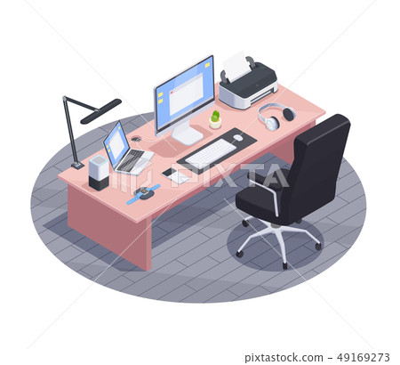 Isometric Workplace Gadgets Composition 49169273