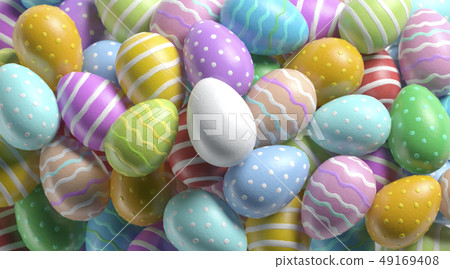 Blank white easter egg stack mockup depth of field Blank white easter egg stack mockup depth of field 49169408