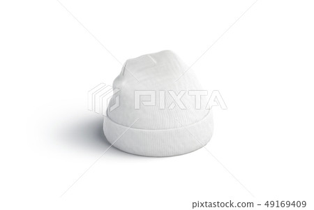 Blank white beanie mock up, isolated, side view Blank white beanie mock up, isolated, side view 49169409