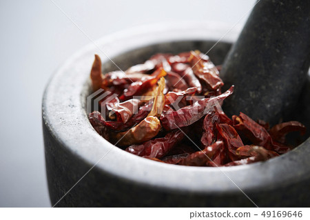 Stone mill and red pepper spice 49169646