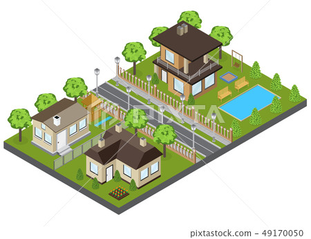 Suburb Area Buildings Illustration 49170050