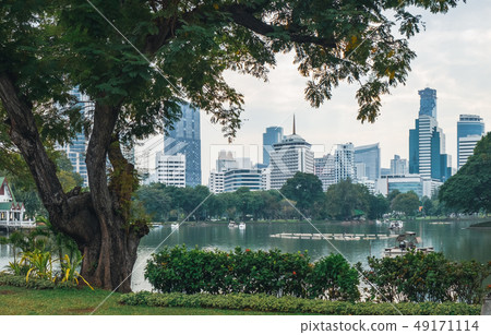 View of Bangkok skyline from Lumphini Park, 49171114