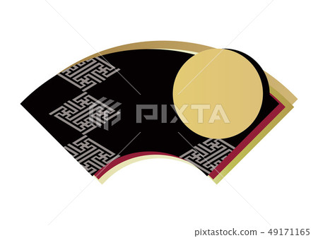 日本圖案材料。地面紙冠。球迷和月亮上空的雲彩。 Kaminari和月光設計。 49171165
