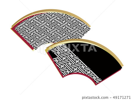 日本圖案材料。 Kaminarimon和geoglyphs。風扇設計。 日本圖案材料。 Kaminarimon和geoglyphs。風扇設計。 49171271