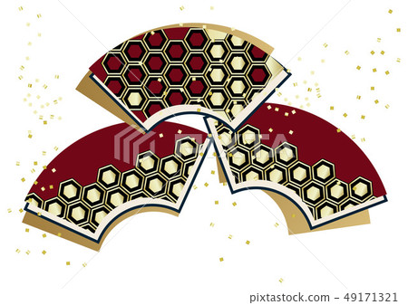 Japanese pattern material. Ground paper crest and hexagon. Japanese modern. 49171321