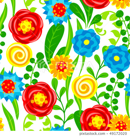 Seamless pattern with summer flowers. 49172020