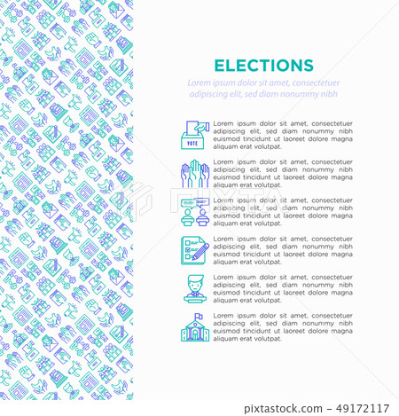 Election and voting concept with thin line icons 49172117