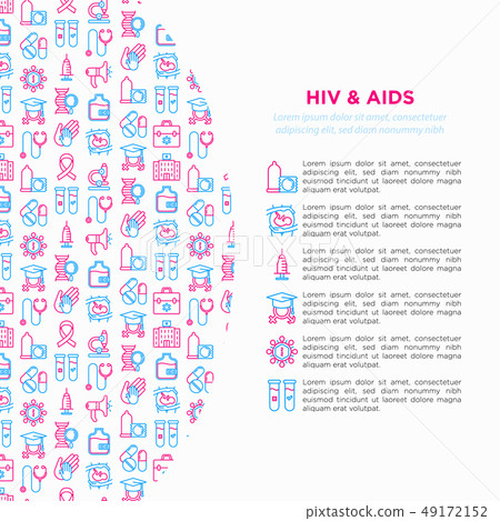 HIV and AIDs concept with thin line icons 49172152