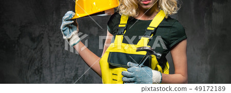 Cropped horizontal image builder woman with 49172189