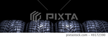 Car tires isolated on black background 49172390