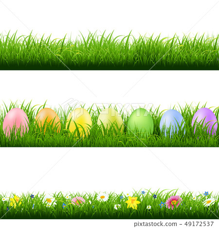 Green Grass Borders Collection White Background 49172537
