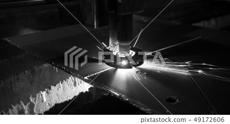 Close-up Top View Of A Laser Cutting Machine 49172606