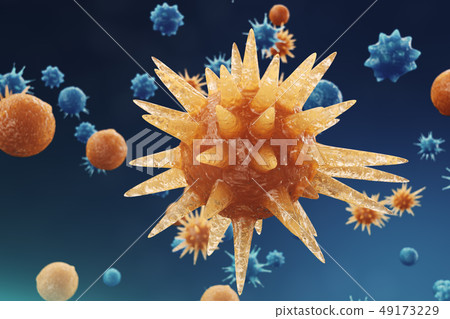 3D illustration Virus backgorund. Viruses influenza, hepatitis, AIDS, E. coli, colon bacillus 3D illustration Virus backgorund. Viruses influenza, hepatitis, AIDS, E. coli, colon bacillus 49173229