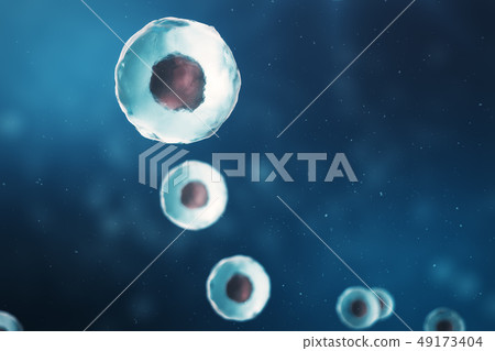 Cell of a living organism, scientific concept. Illustration on a blue background. The structure of 49173404