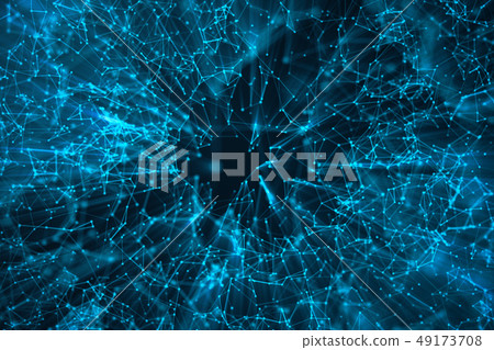 Abstract background of lines and dots, low poly mesh. Concept cloud internet connections technology 49173708
