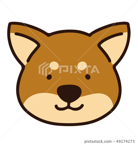 簡單和可愛的柴犬臉圖與主線 49174273