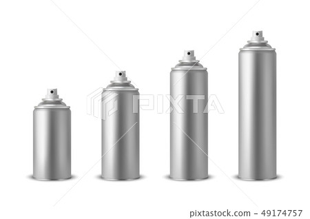 Vector 3d Realistic Silver Blank Spray Can, Spray Bottle Set Closeup Isolated on White Background Vector 3d Realistic Silver Blank Spray Can, Spray Bottle Set Closeup Isolated on White Background 49174757