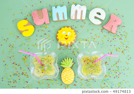 Homemade cookies, gingerbread with summer theme.  49174813