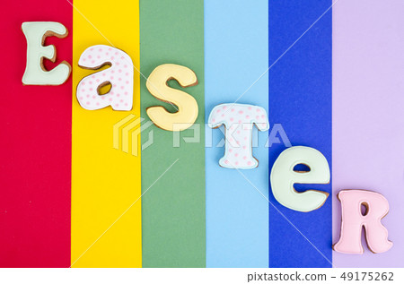 Creative layout, Easter homemade cakes on bright Creative layout, Easter homemade cakes on bright 49175262