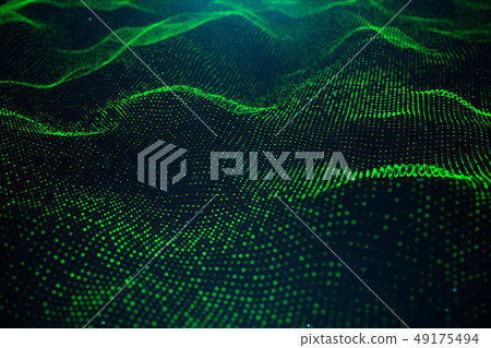 Data technology, abstract global network. Wave of particles. Abstract background, wavy surface Data technology, abstract global network. Wave of particles. Abstract background, wavy surface 49175494