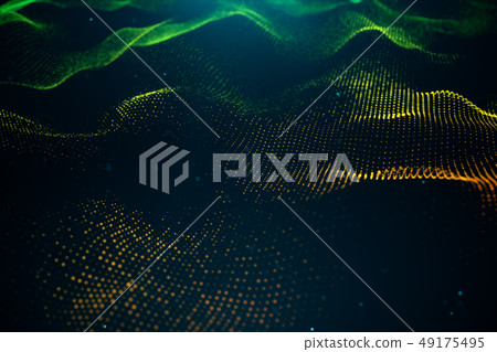 Data technology, abstract global network. Wave of particles. Abstract background, wavy surface 49175495
