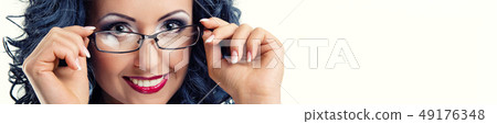 Young woman in glasses on white Young woman in glasses on white 49176348
