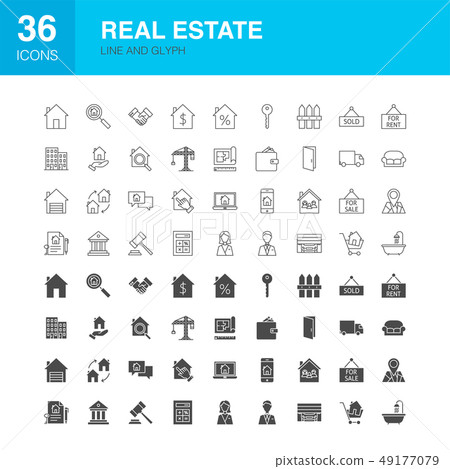Real Estate Line Web Glyph Icons 49177079