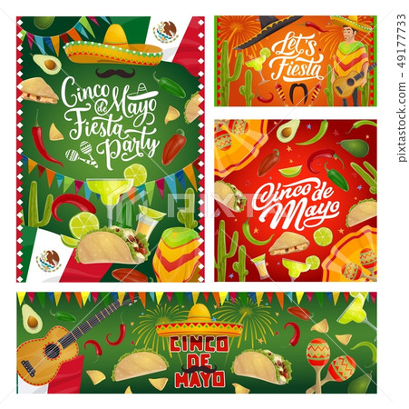 Mexican party guitars, fiesta sombreros and flags 49177733