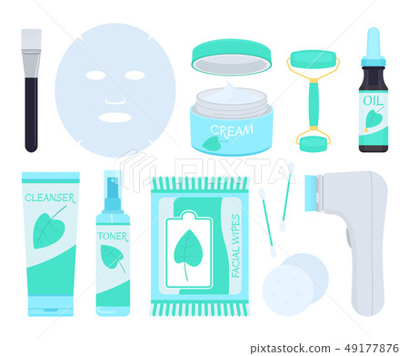 Facial skin care products. Vector illustration. Facial skin care products. Vector illustration. 49177876