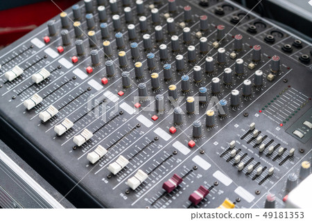 Close up of amplifier mixer and equalizer. Close up of amplifier mixer and equalizer. 49181353