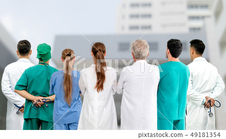 Medical staff group of doctors, nurses and surgeon Medical staff group of doctors, nurses and surgeon 49181354