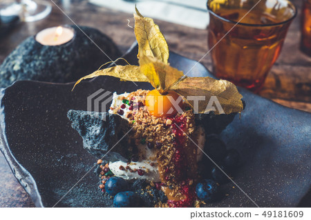 Icelandic ice cream menu with sugar cane. Icelandic ice cream menu with sugar cane. 49181609