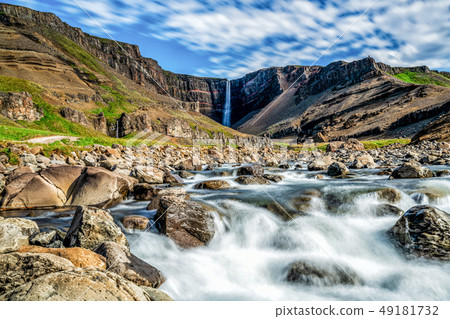 Beautiful Hengifoss Waterfall in Eastern Iceland. 49181732