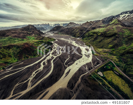 The landscape of Thorsmork in highland of Iceland. 49181807