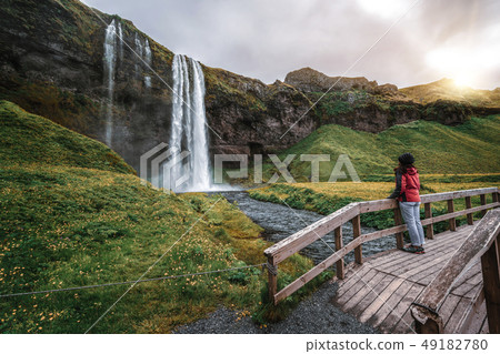 Magical Seljalandsfoss Waterfall in Iceland. 49182780
