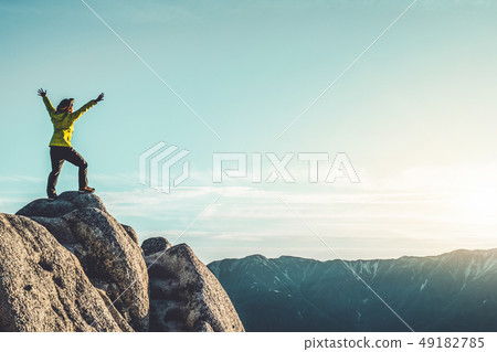 Hiker do trekking activity on mountain in Japan. Hiker do trekking activity on mountain in Japan. 49182785