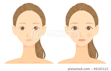 Women's face makeup before and after image 01 Women's face makeup before and after image 01 49183122