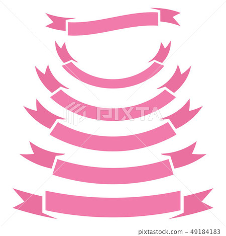 Set Of Pink Ribbon Banner Icon Stock Illustration 49184183 Pixta