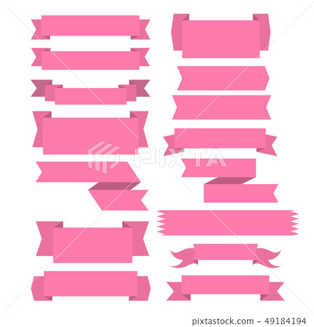 set of pink ribbon banner icon - Stock Illustration [49184194] - PIXTA