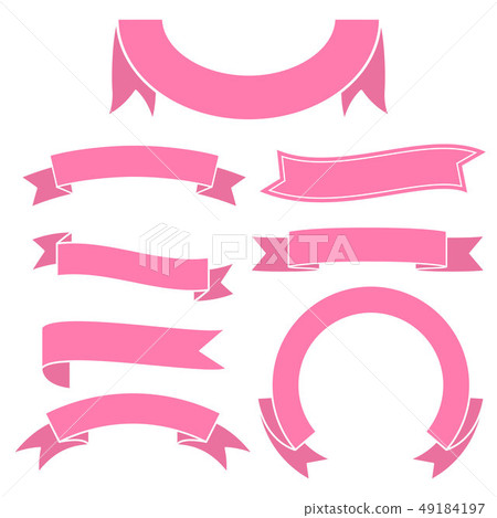 Set Of Pink Ribbon Banner Icon Stock Illustration 49184197 Pixta