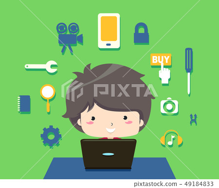 Kid Boy App Development Illustration - Stock Illustration [49184833 ...