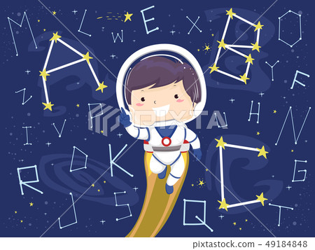 Kid Boy Astronaut Constellation Alphabet 49184848